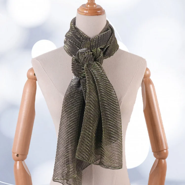 F-2659 fashion high quality lace breathable silver silk wrinkle scarf women muslim shawls turban long scarves muslim hijab