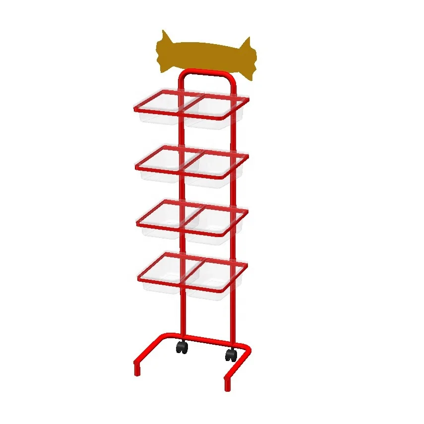 Candy Shelf Display Stand with 8 Plastic Bins