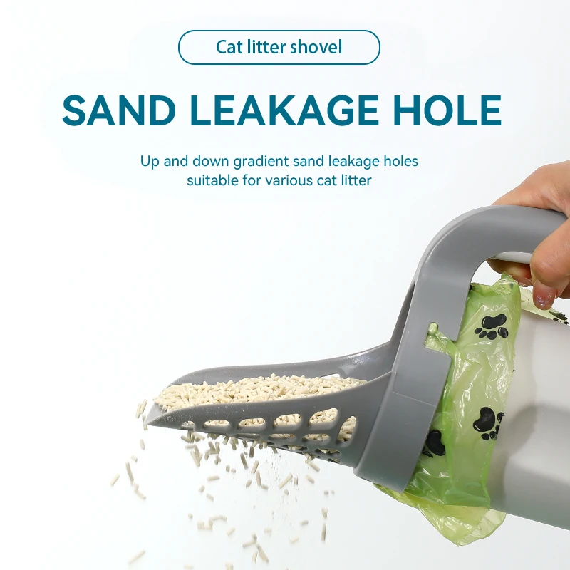 Cat Litter Disposal System Premium Integrated Detachable Deep Cat Litter Scoop with Bags Waste Container Inside