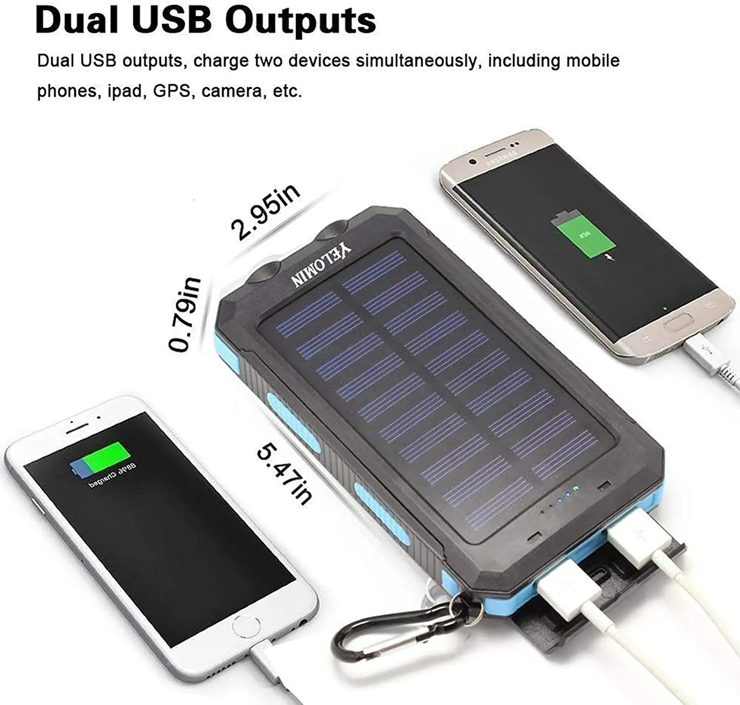  20000mah IP67 IPX6 Solar Battery Bank Charger Portable
