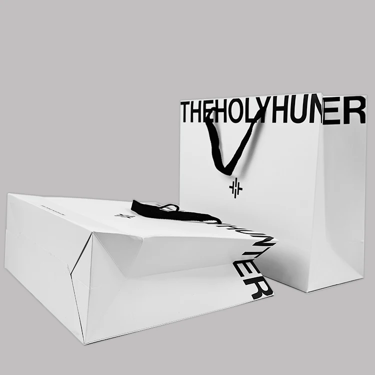 Индивидуальные цветные бумажные пакеты для покупок подарочные с логотипом из золотой фольги упаковки лентами