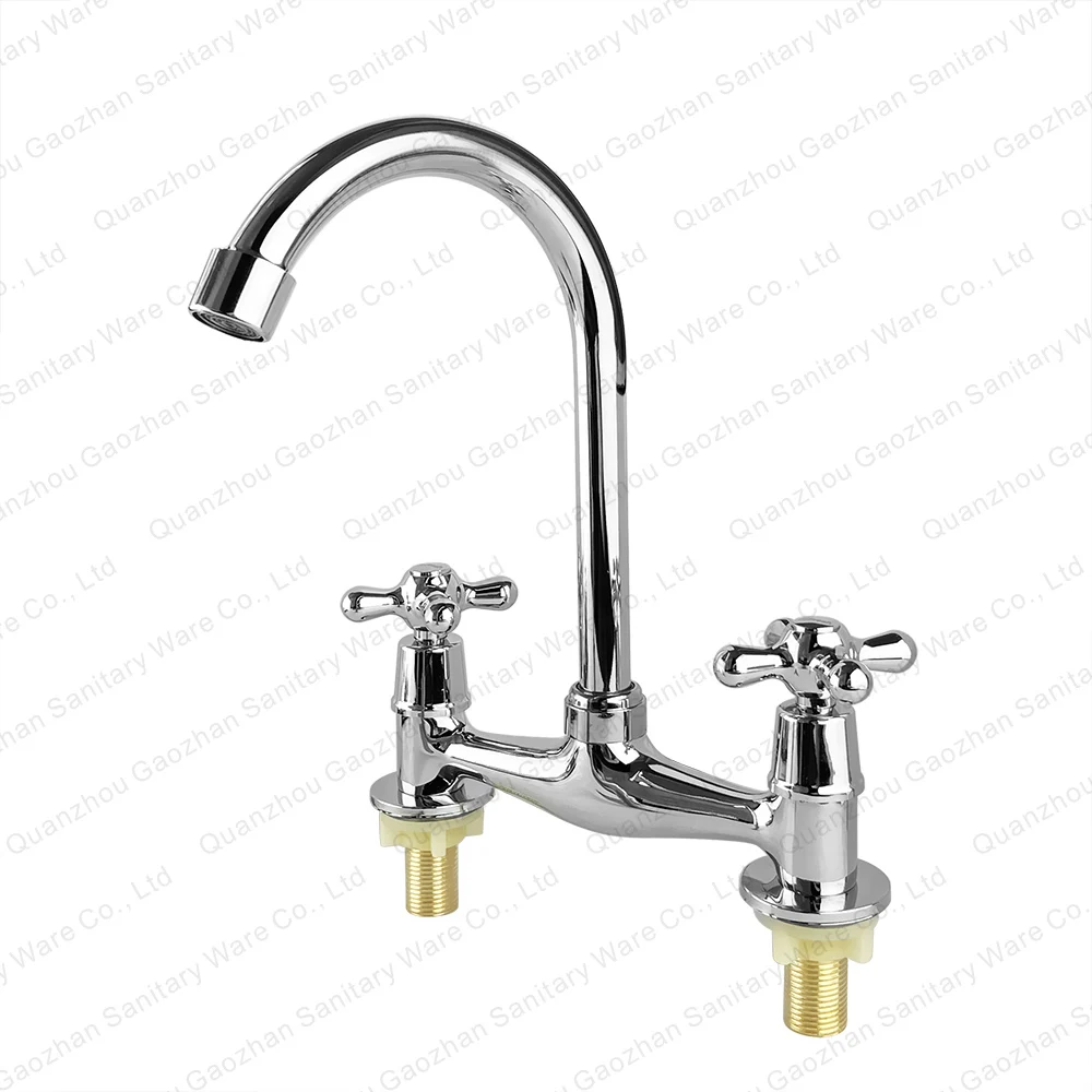 modern zinc alloy kitchen faucet with double control rotating switches basin deck mounted washbasin bathroom faucets mixers taps