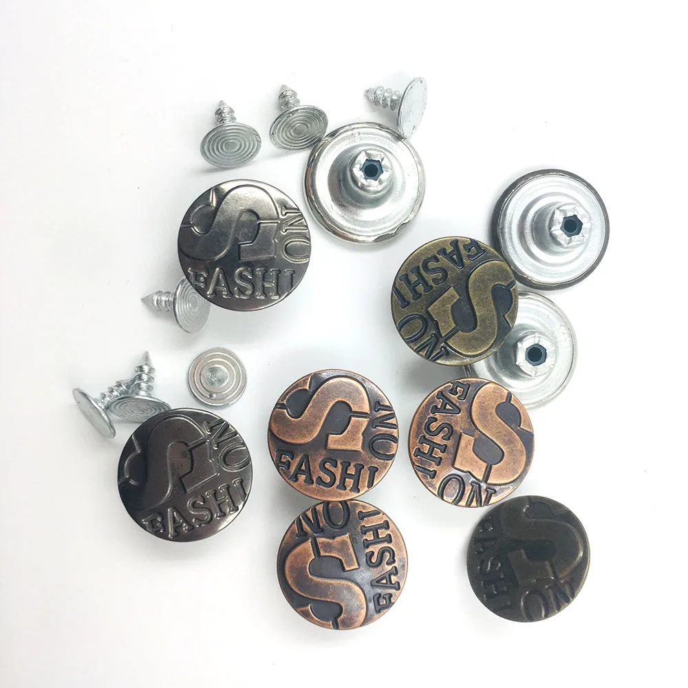 Customized Styles Black Nickel Bronze 17Mm Fast Delivery Custom Shirt Metal Button Pins For Jeans