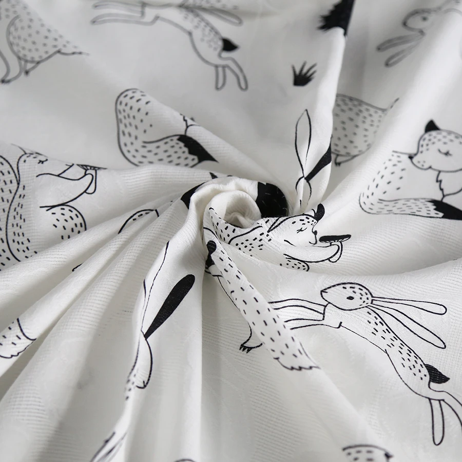Wholesale Custom Digital Printing fox design  on Cotton Jacquard fabric for kids
