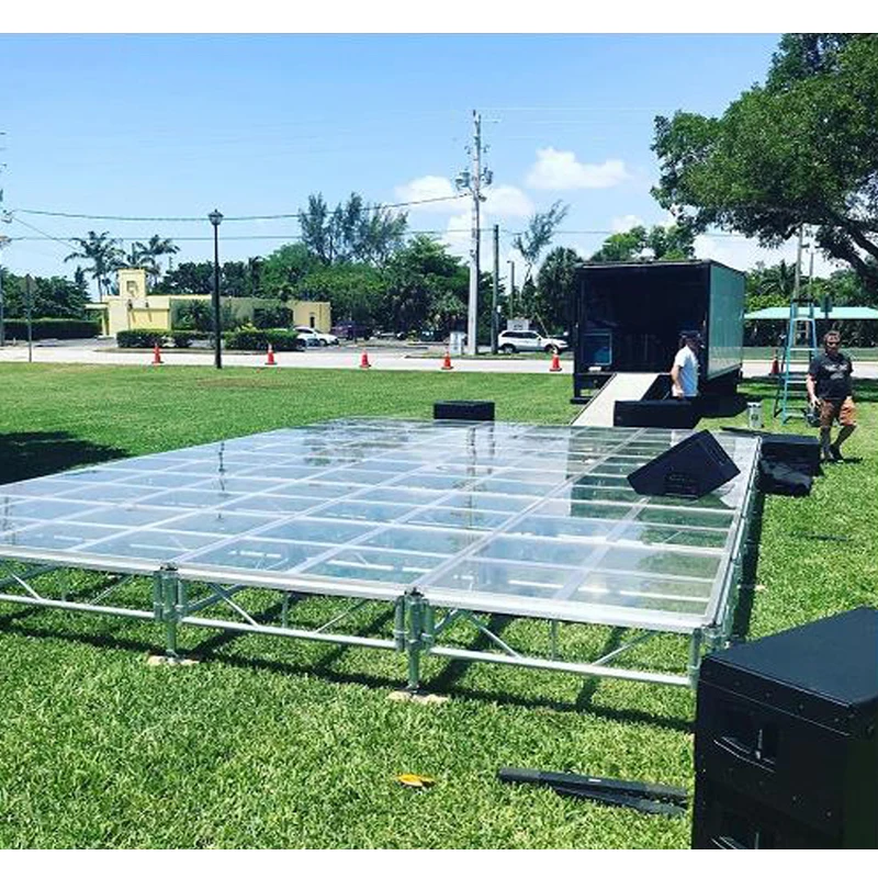 ACS 4x8ft Adjustable Height Indoor Outdoor Large Event Lighting Stage Swimming Pool Tempered Glass Wedding Dance Stage Platform