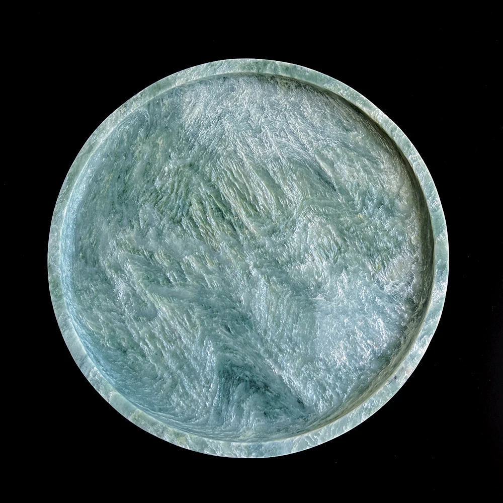 Custom Snack Nuts And Fruit Plate Marble Tray Jewelry Customized Home Decoration Coffee Table Round Green Natural Stone Tray