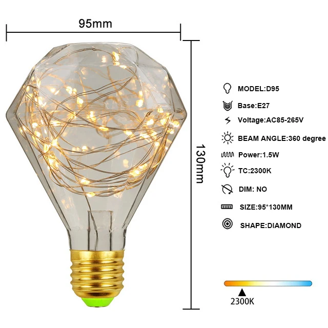 E27 base old fashion copper wire G80 G95 G125 ST64 bulb ceiling light celling lamp for home hotel party wedding decoration