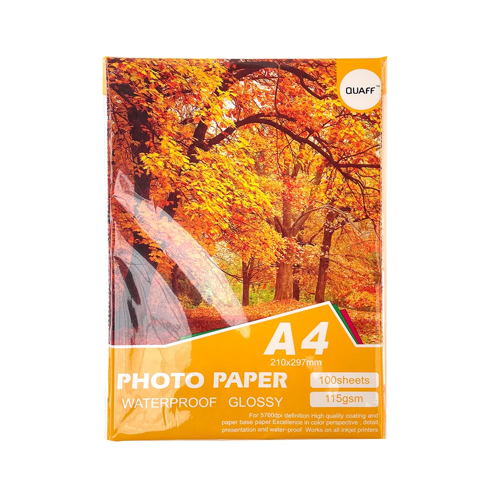 QUAFF wholesale photo paper A4 waterproof glossy 20 sheets 100 sheets 115gsm 135gsm 150gsm 180gsm 200gsm 230gsm 260gsm