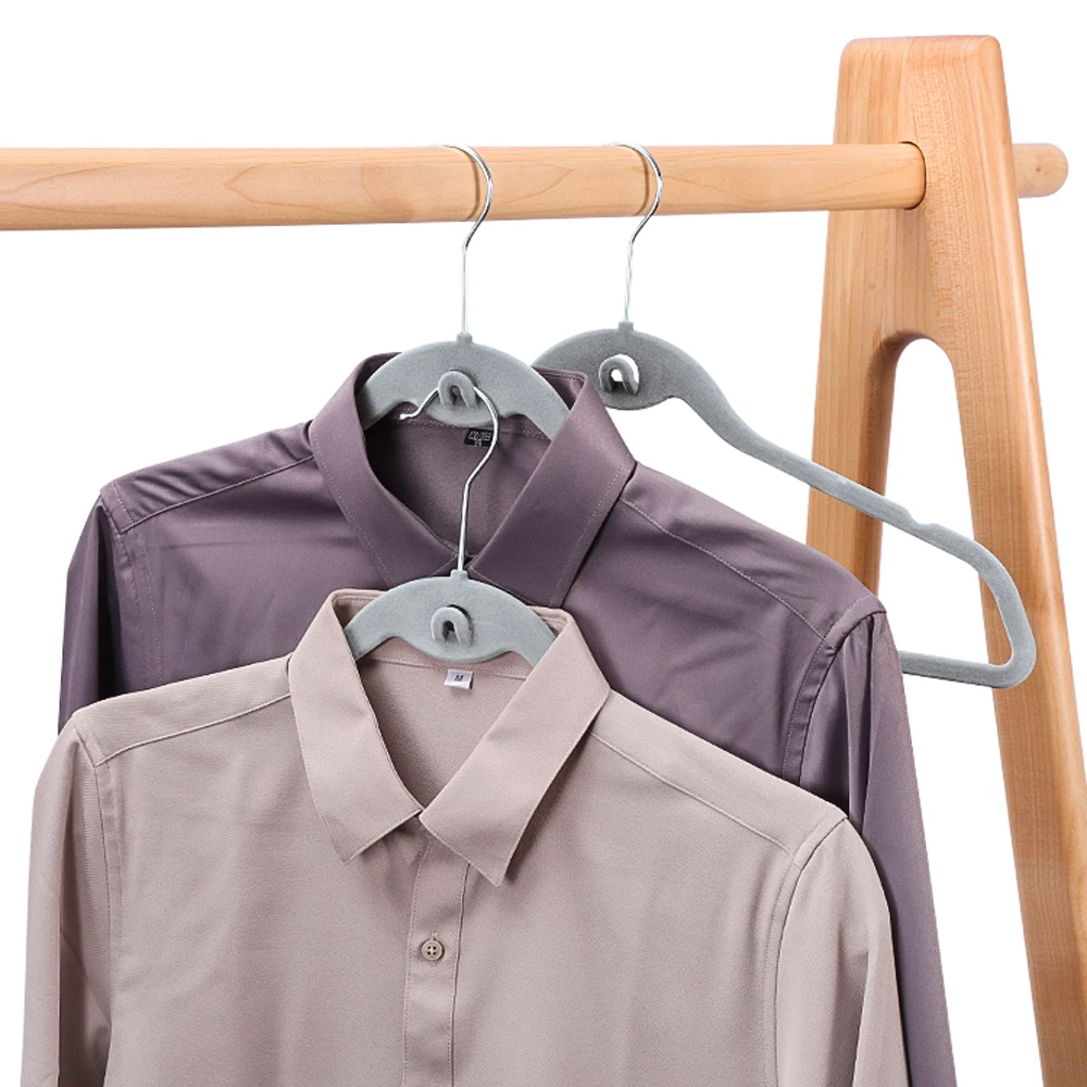 Space Saving Non Slip Slim Coat Clothes Grey Plastic Home Velvet Hanger