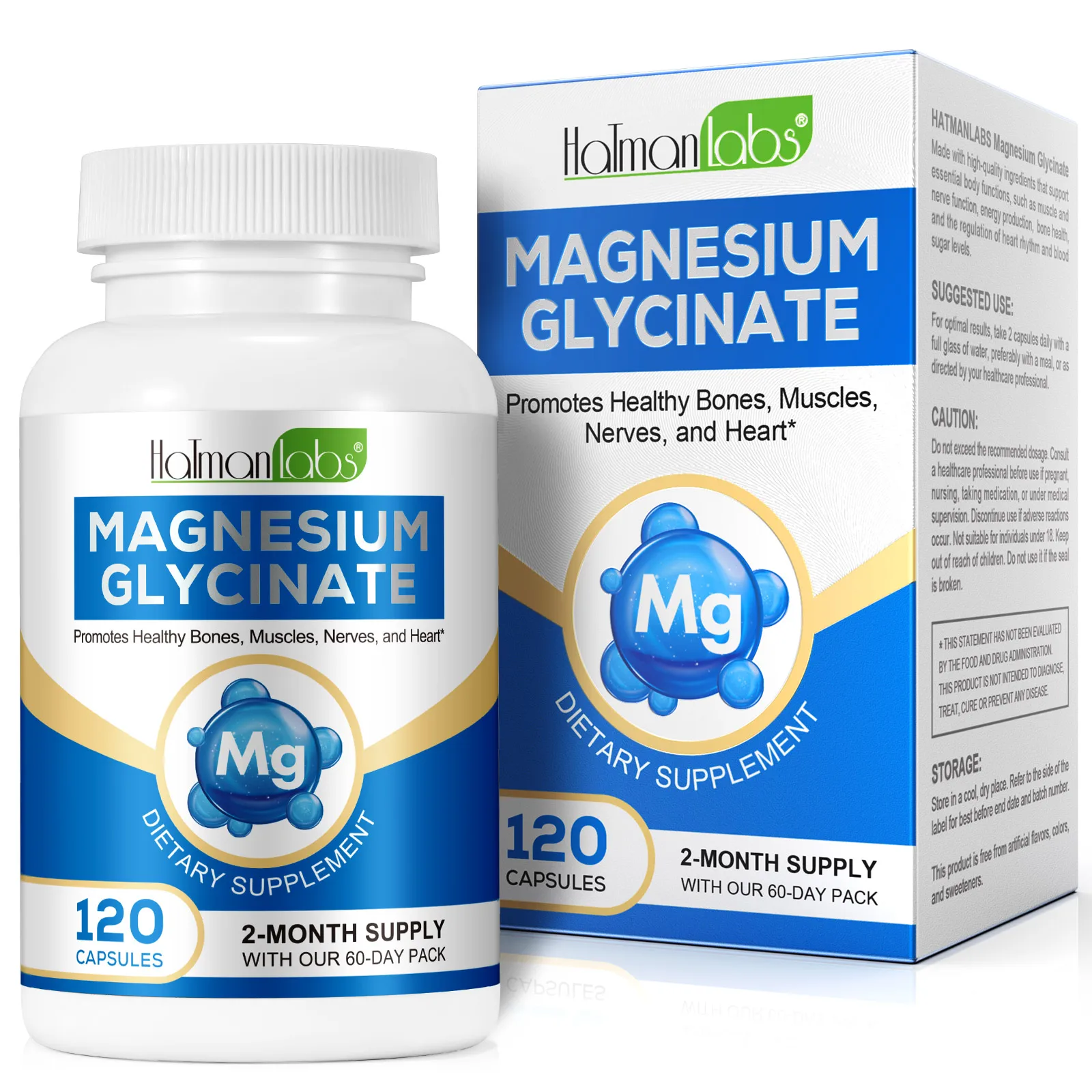 Hatmanlabs supports bone muscle nerve heart health magnesium glycinate supplement magnesium bisglycinate capsules