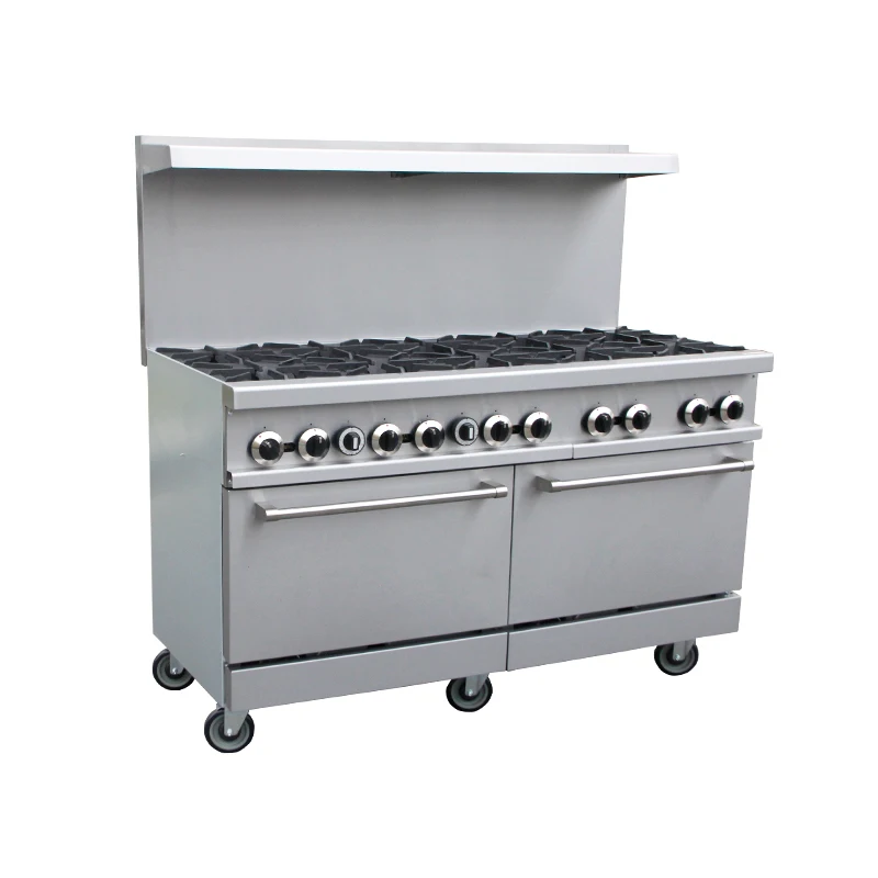 60 inch Kitchen Equipment Free Standing Stainless Steel 10 Burners Gas Cooking Ranges Stove With Oven