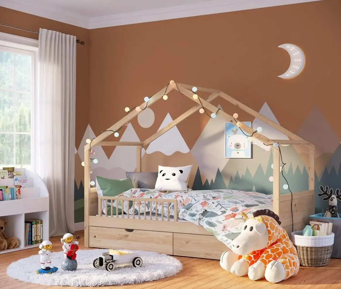 Modern Design Solid Wood Storage Children Three Bed for kids