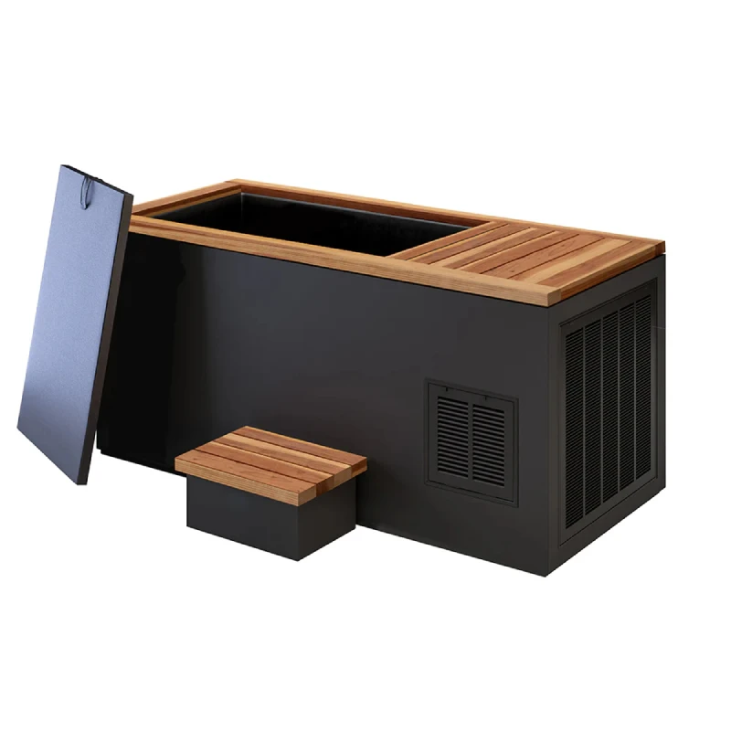 Athlete Recovery All In One Wooden Stainless Steel Liner Ice Bath Cold Plunge Tub With Water Chiller and Cover