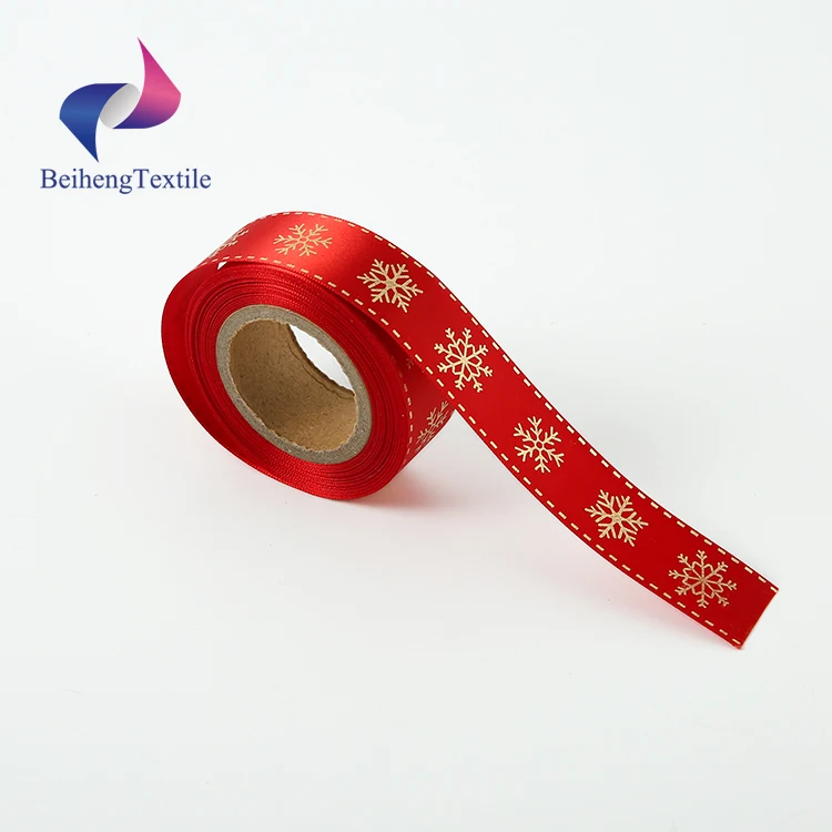 Wired Christmas 100 Yards Rolls Satin Christmas Snowflake Ribbon