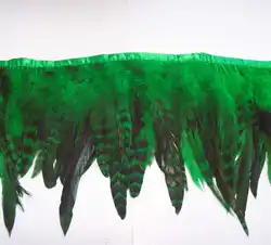 China feather factory wholesale Natural brown grey Grizzly Rooster Saddle feather trim Fringe with satin ribbon tape