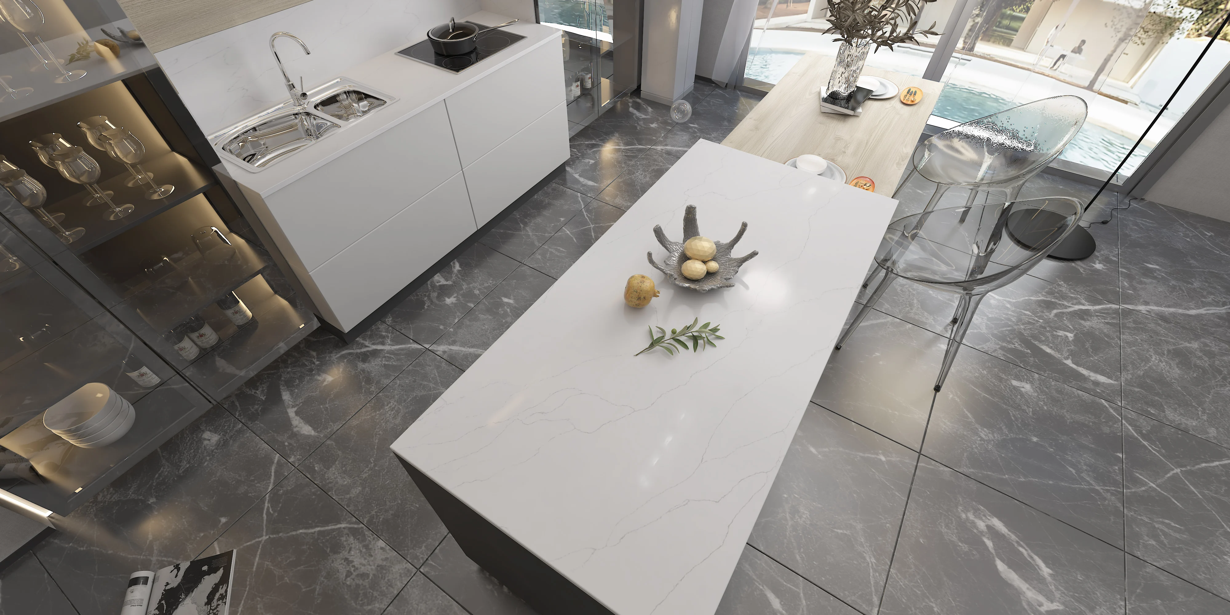 Calacatta Quartz Prices Wholesale Artificial Stone Island White Quartz Calcutta Countertop Slab