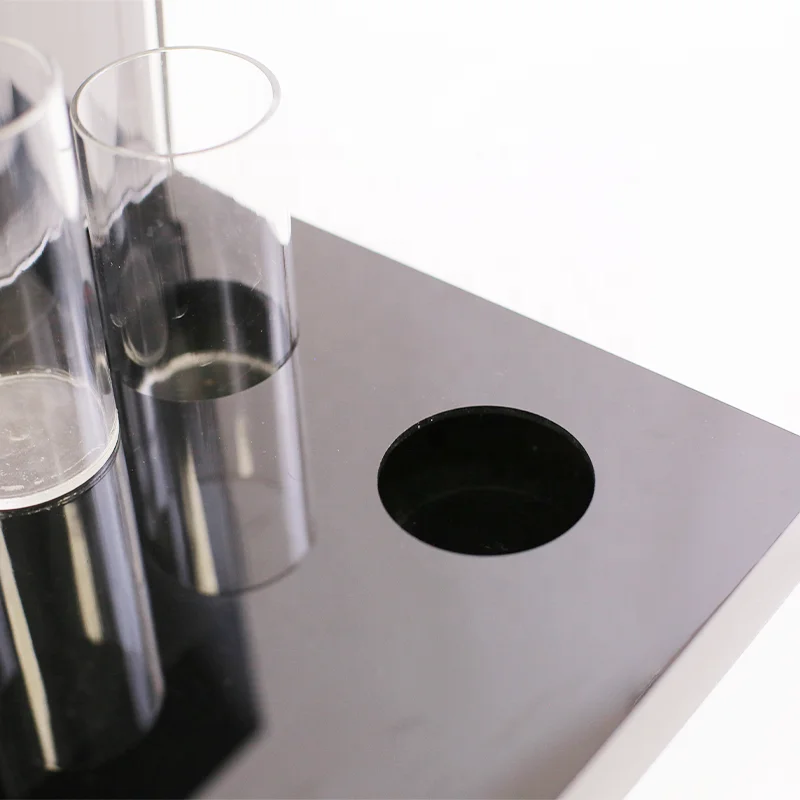 Unique Customized Design Acrylic Cosmetics Displays Stand Table Top Makeup Black Display Stand For Cosmetics Store