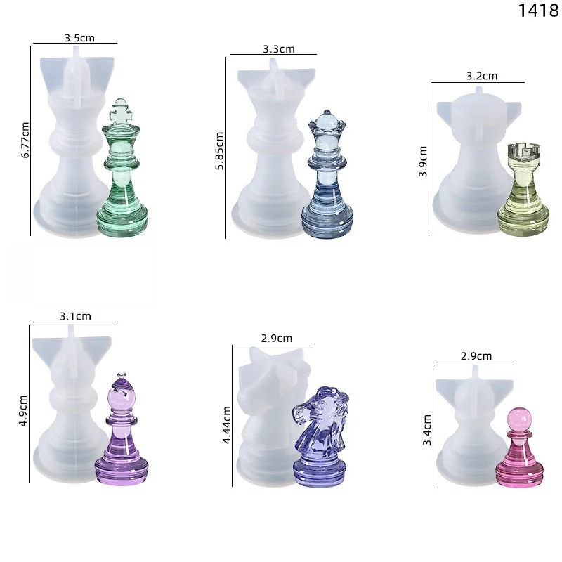 Rawmand 3D Chess Silicone Resin Mold Chess Checkers & Board Game Mold Chess Crystal Epoxy Molds for Kid Adult Family DIY