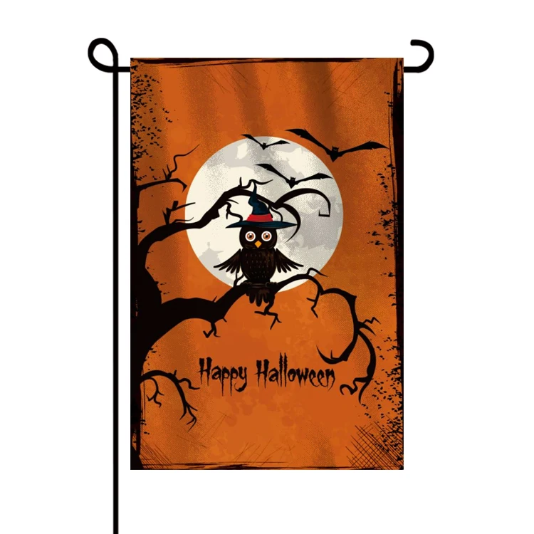 Лидер продаж, оптовая продажа, 12x18 дюймов, пустой сублимационный двухсторонний флаг на заказ, Хэллоуин, сад