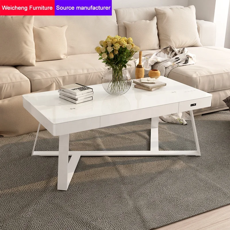 2022 Hot Smart Audio Coffee Table Tempered Glass Side Tables With Speaker And USB Wireless Charging