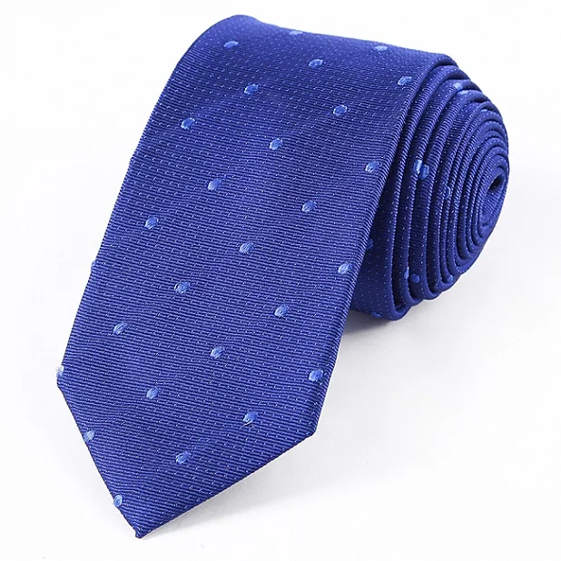 
Classy 100% Silk Blue Skinny Design Neck Ties 6.5CM Polka Dot Slim Gravatas for Men Italian 