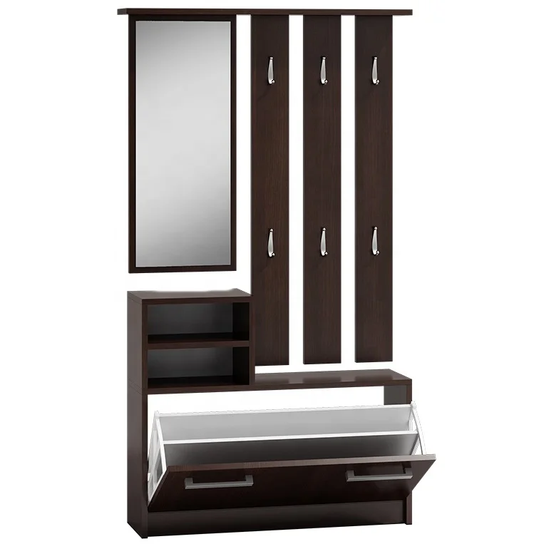 modern mounted wood hallway cabinet furniture shoe cabinet with full length mirror coat hanger