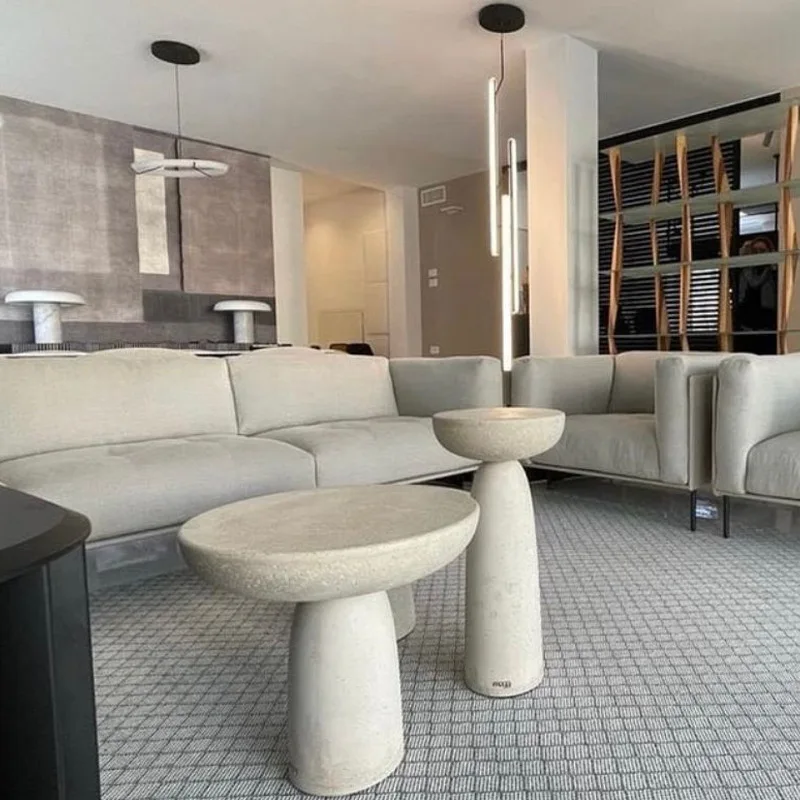 HZX Modern Style Polished Beige Travertine Coffee Table Set Hotel Living Room Floor Decoration Natural Techniques Marble Product