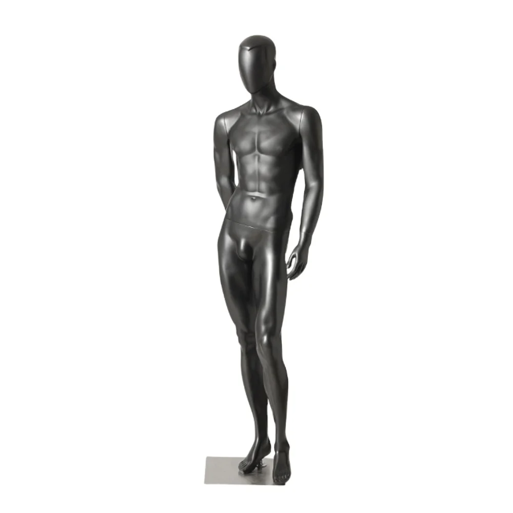 Mannequin Homme Matte Black Full Body Standing Manniquin Male
