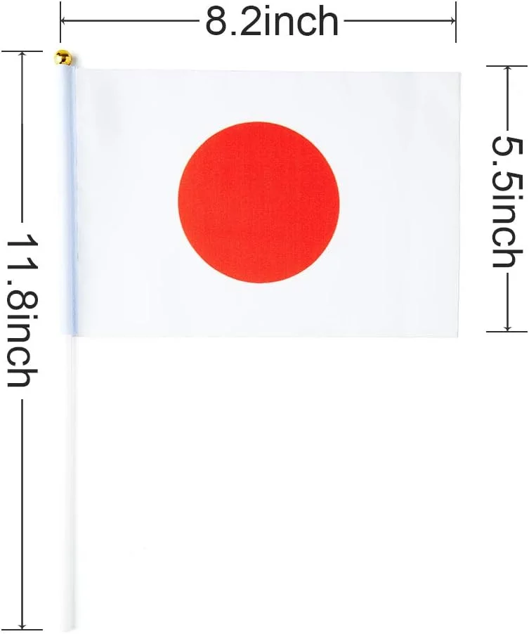 custom print japan flag Small Stick Mini Hand Held Flags Decorations 1 Dozen Polyester small flag printing logo