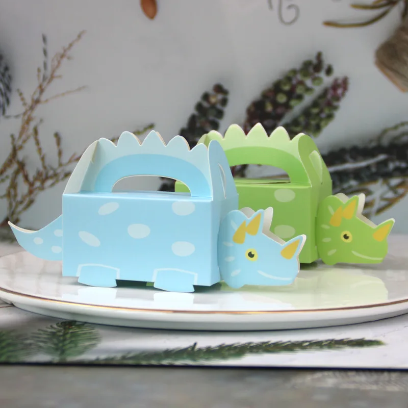Baby Shower Party Chocolate Sweet Paper Box Creative Style Boy Birthday Jungle Theme Cute Dinosaur Shape Candy Gift Favor Box