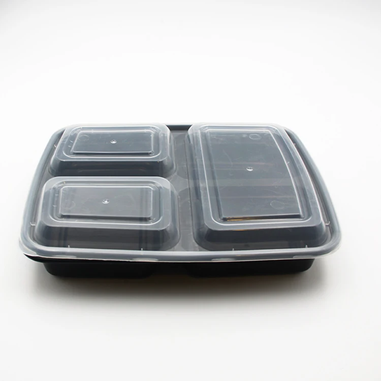 3 Compartment Microwavable Restaurant Disposable Take Away Lunch Food Meal Plastic Packaging Boxes