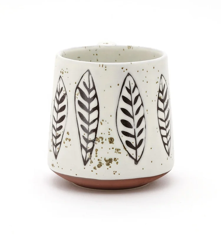 Unique geometric smart black and white ceramic coffee mug for gift