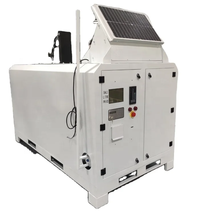 2000L Single Nozzle Mobile Tank Hand Shake Pump Mini Fuel Dispenser Oil Container Solar Panel Portable Petrol Station
