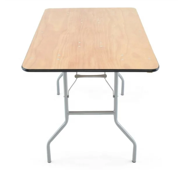 Rectangular Wood Folding Banquet wedding Table church school with Clear Coated Finished Top for 10 people person