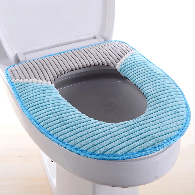 New Design Plush Winter Warm Toilet Mat Non-Slip Cushion Waterproof Flange Fabric Household Bathrooms Toilet Seat Cover Cover