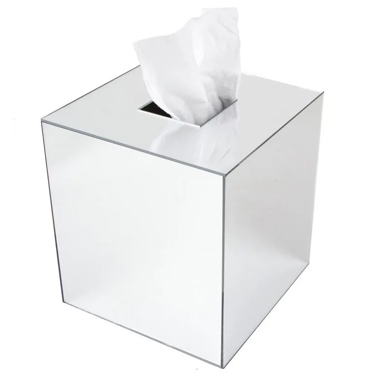 Customer Magnetic Acrylic Mirror Tissue Box Dryer Sheet Dispenser Cover Luxury Napkin Holder Organizer