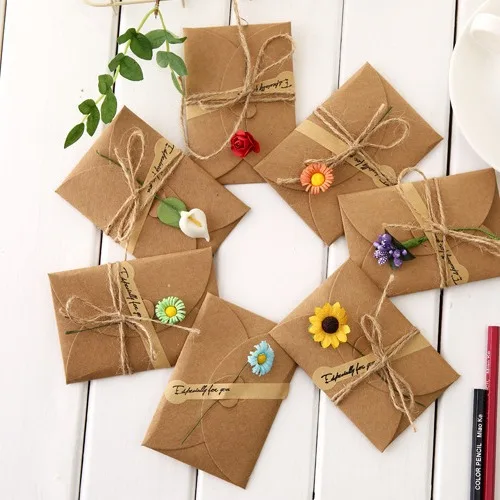 All Occasion Dried Flower Pressed Kraft Thank You Card Handmade Invitation Card with Envelopes