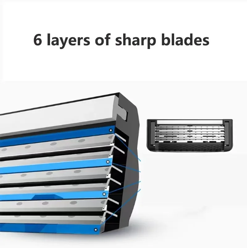 kolax brand metal handle new design  for men stainless steel 6 blades shaving razor