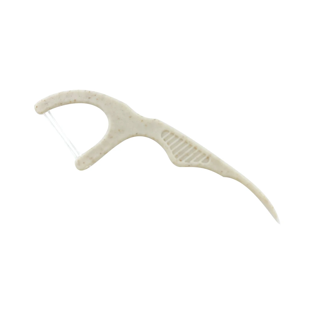 Wholesale Straw Material Eco-Friendly Biodegradable Compact And Portable Disposable  Toothpick Stick Dental Floss