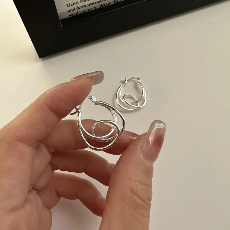 Aretes Plata De Mujer S925 Sterling Silver Fashionable Korea Earrings with Knot Design