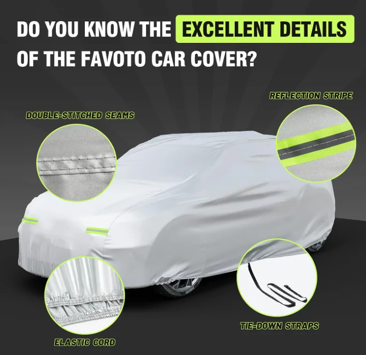 HOTO Outdoor Waterproof Dustproof Windproof UV Cover Universal Car all weather protection Cover Universal Full Car Cover