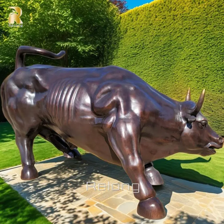 Outdoor City Decoration Life Size Wall Street Metal Animal Sculpture Bronze Bull Statue for Sale