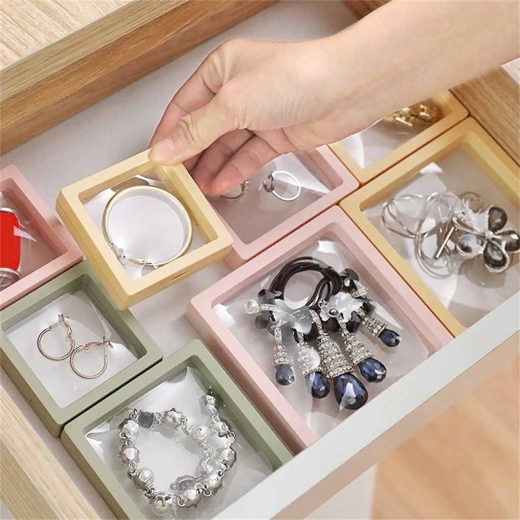 Zhanss 3D floating display box High Quality Candy Color Membrane Box Jewelry Packaging Plastic Box For Jewelry Display Showing