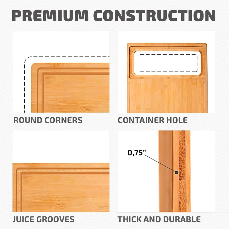 Kitchen Extra Large Chopping Board Over The Sink Collapsible Strainer Set Of 9 Bamboo Cutting Board With Containers