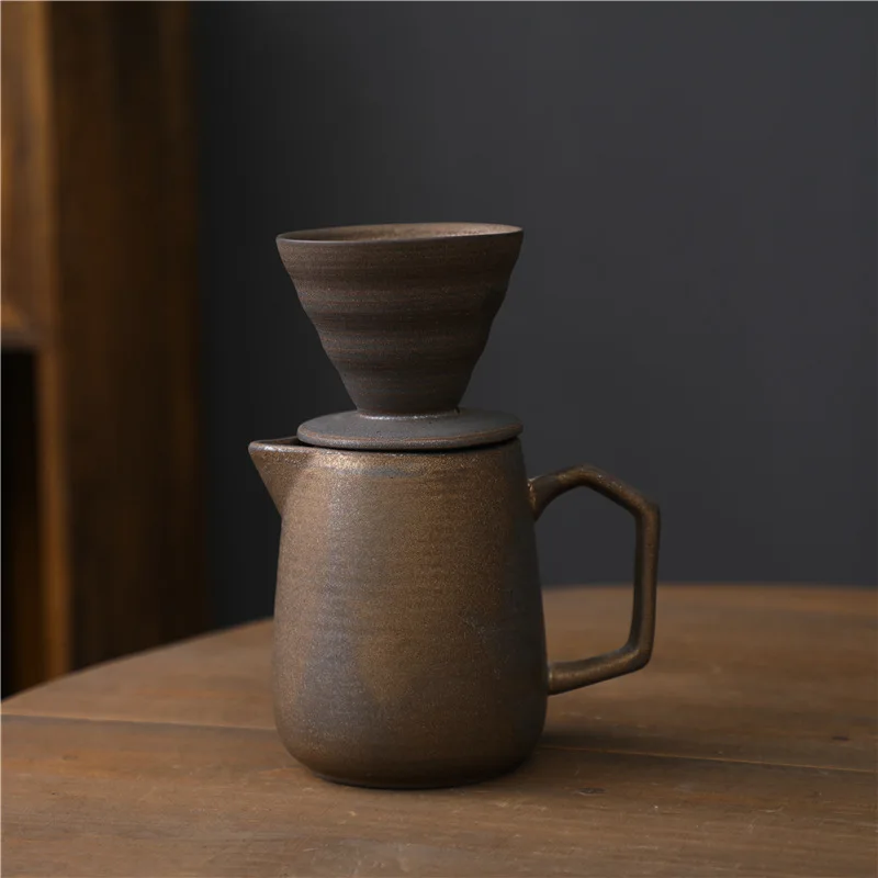 Matte Black Ceramic Pour Over Coffee Dripper Maker Pot with coffee Brewer Filter