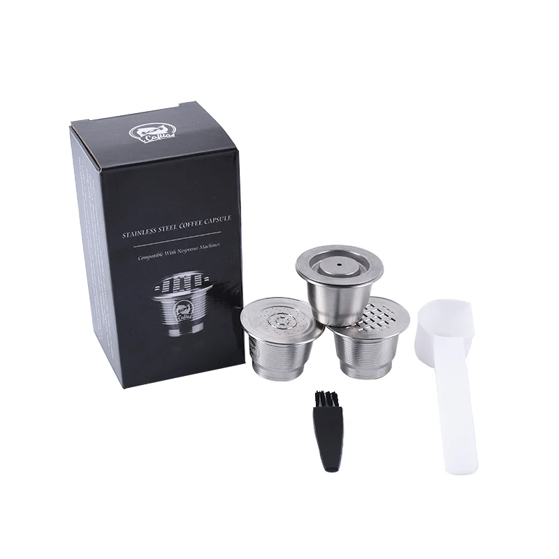 Stainless Steel Reusable Nespresso Empty Coffee Capsule Set With Lids