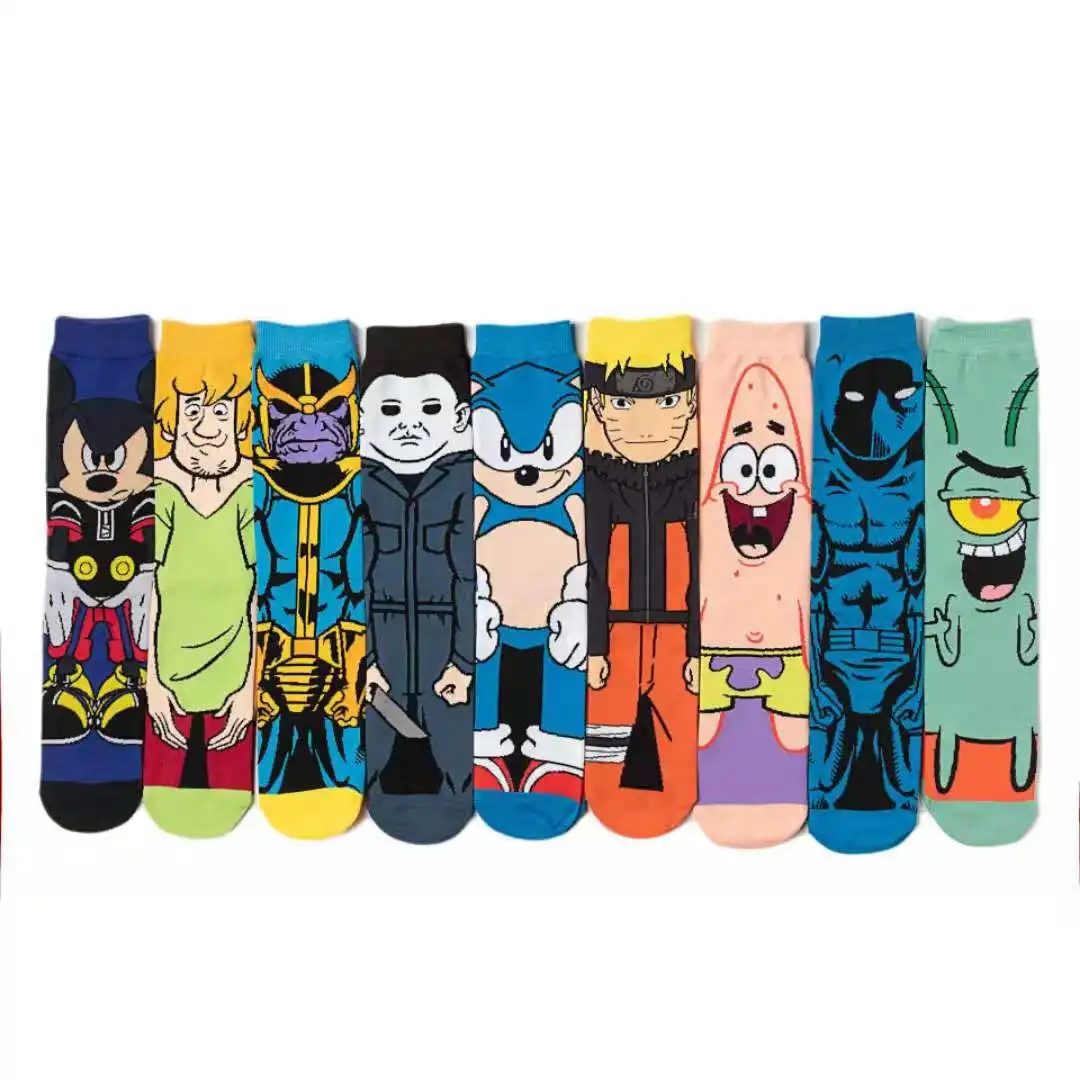 A002 personality cartoon socks animation socks spring and autumn European and American winter size skateboard socks