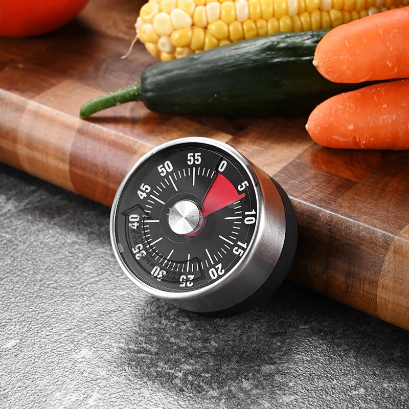 Stainless Steel Chef Cooking Timer With Loud Alarm Magnetic Backing No Batteries Mechanical Dial Cooking Timer