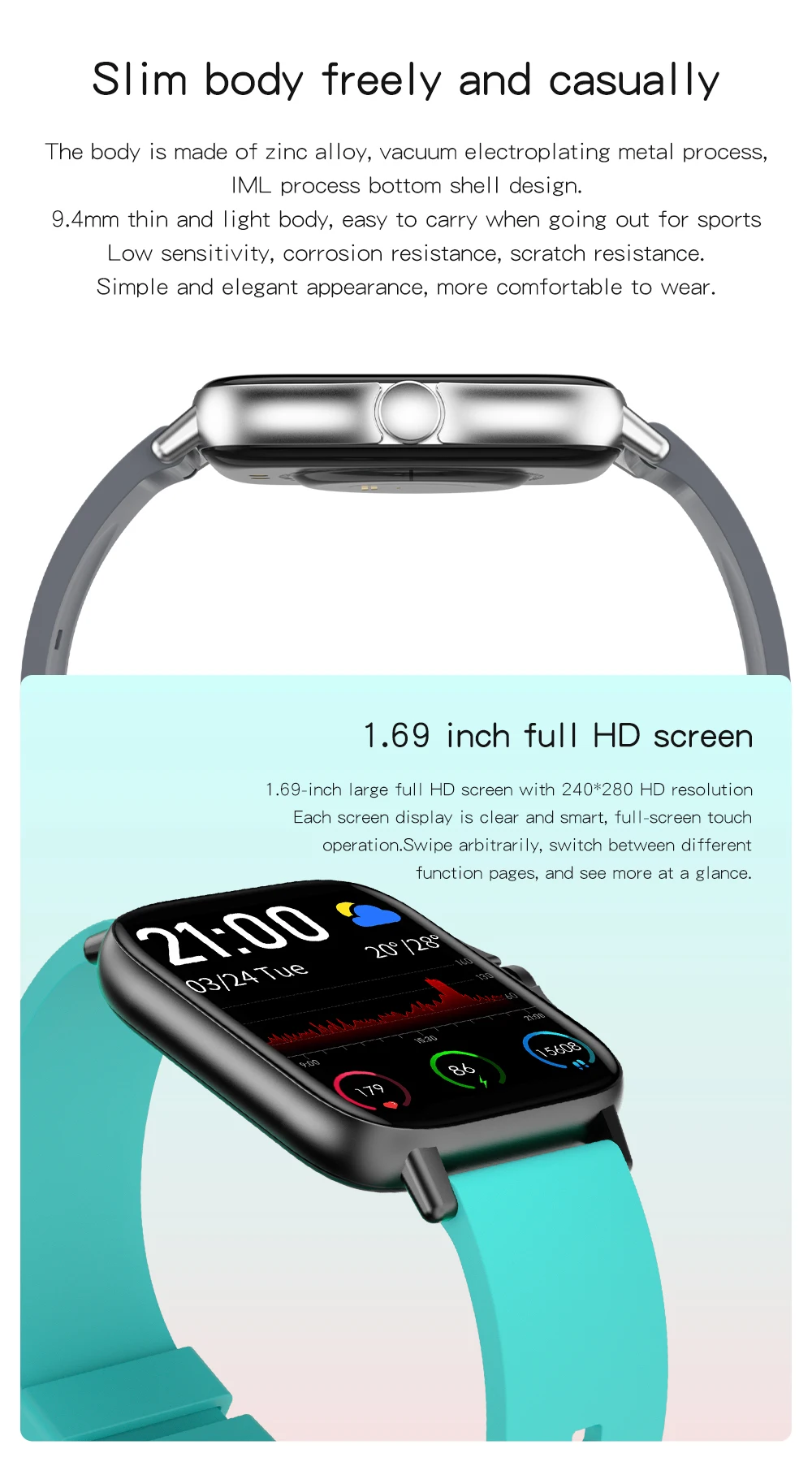 custom dial smart watch e13 1.28inch full touch screen health track long battery life ip68 waterproof smartwatch