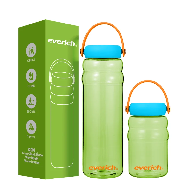 New Design with Patent Everich Wide Mouth 17 oz Plastic Tritan Water Bottle For Group Camping with Swivel Handle BPA Free